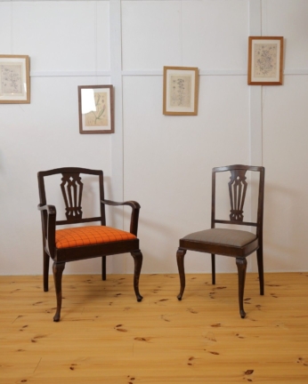 北野異人館で使われていたアンティークチェアの修理と張り替え