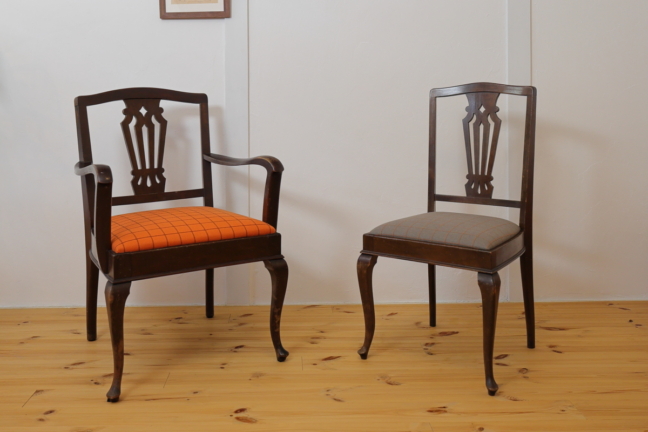 北野異人館で使われていたアンティークチェアの修理と張り替え